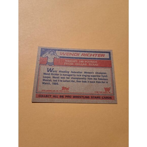 Vintage 1985 WWF Trading Card #8 Wendy Richter Women’s Champion Cyndi Lauper - Picture 3 of 3